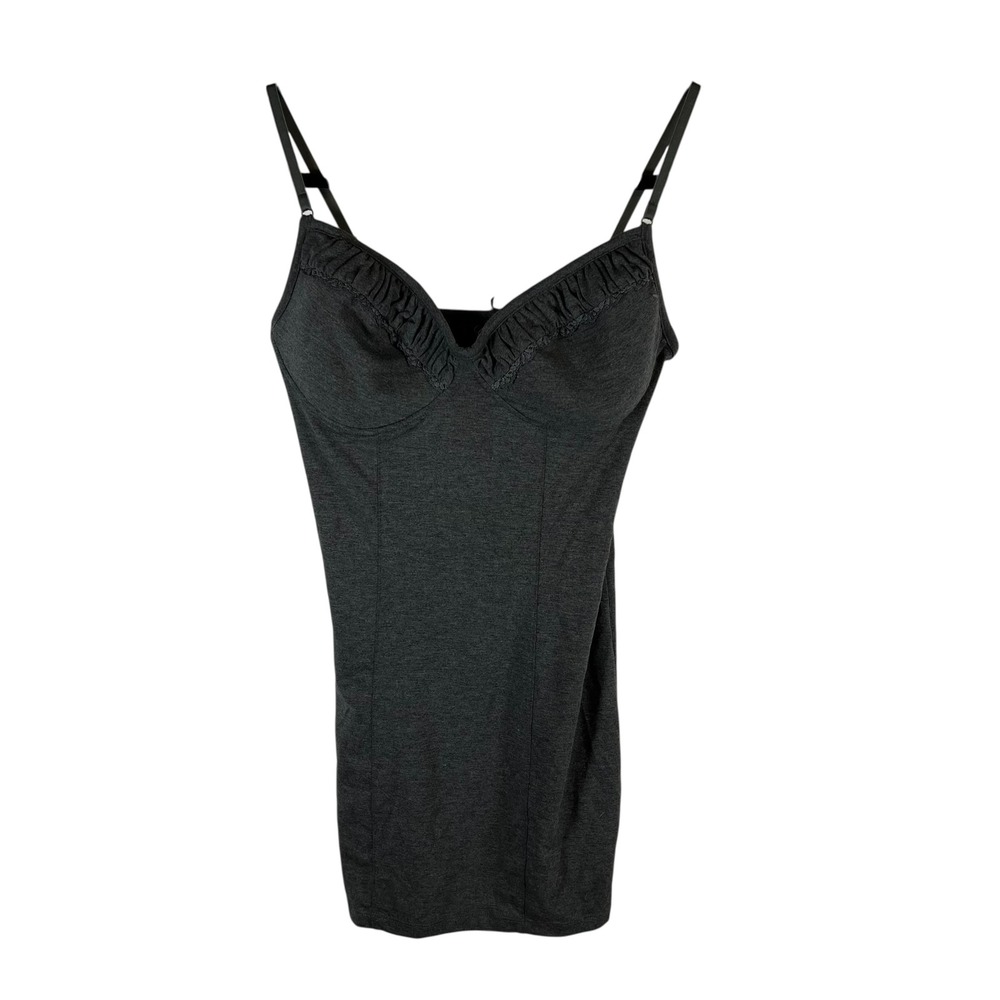 Guess Los Angeles Gray Ruffle‎ Sweetheart Camisole Top Bra Cups Womens Size M/L
